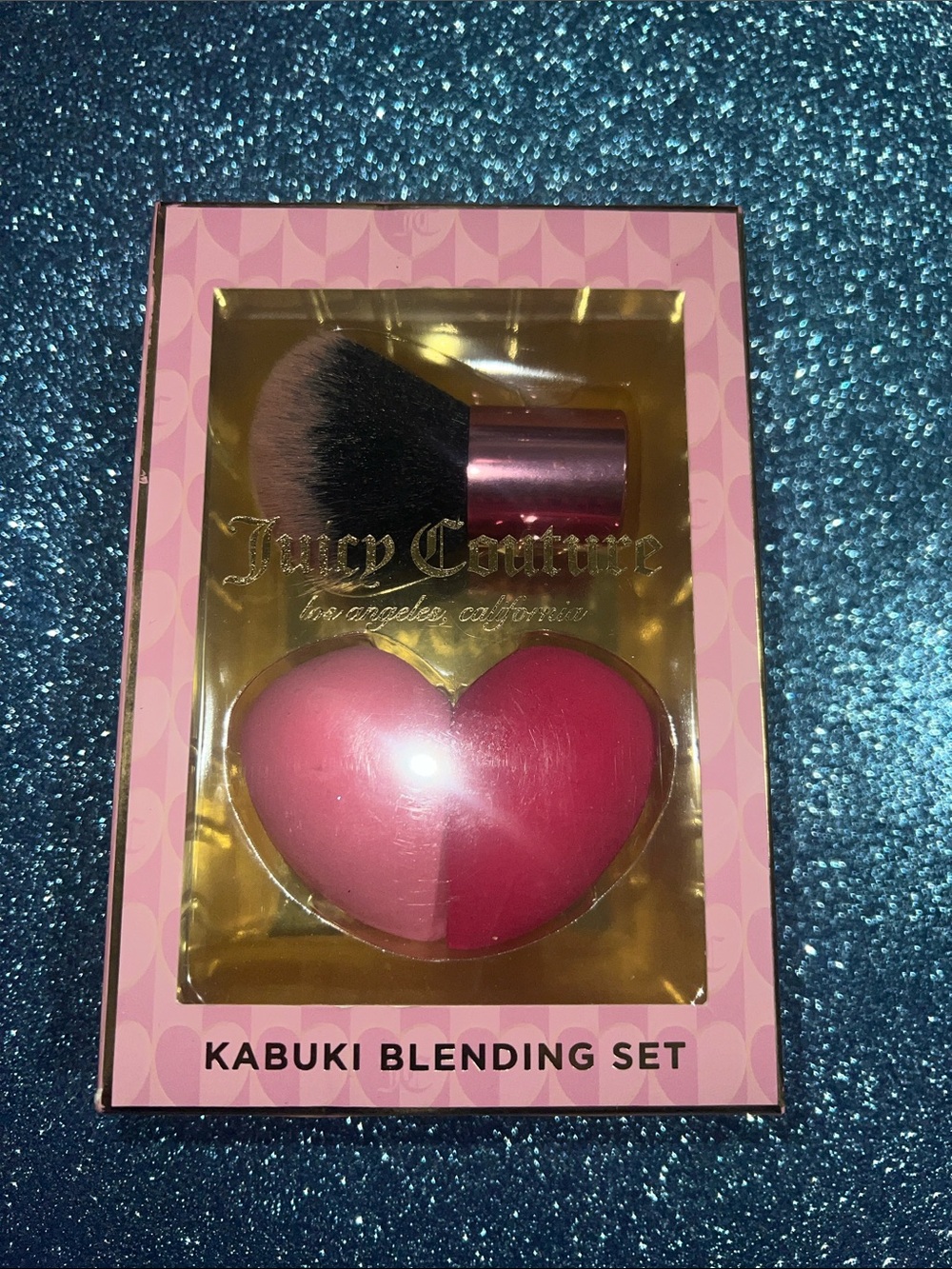Juicy Couture Pink Heart Kabuki Blending Set with Metallic Pink Handle
